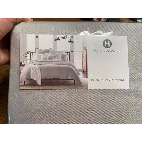 Hotel Collection Linen Blend Full Queen Comforter Cover Gray Grey - Picture 7 of 7